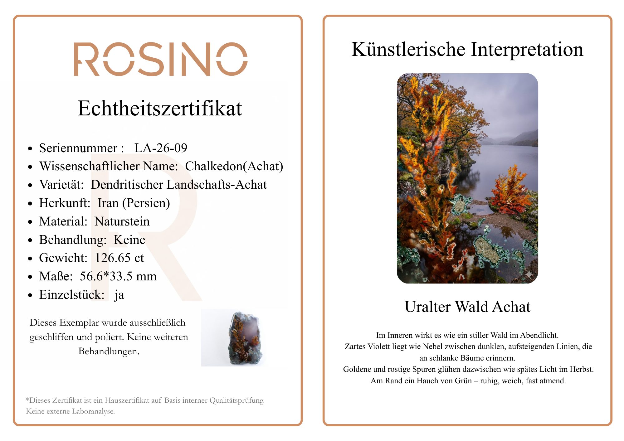 Rosino certificate LA-26-09